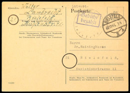 BIELEFELD 2, 6 Pfg GS-Postkarte, Violetter Gebühr Bezahlt-Stempel, Schwarzes Dienstsiegel, Als... - Sonstige & Ohne Zuordnung