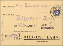 24 Pfg. Wappen Auf Vordruck-Kartenbrief Aus WEHLEN 28.11.46 In Ein Internierten-Lager In Diez Mit Zensurstempeln,... - Other & Unclassified