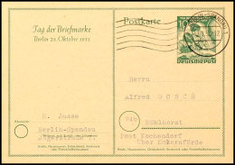 10 Pfg. Sonder-Ganzsachenkarte Tag Der Briefmarke Gebraucht Von BERLIN-SPANDAU 3.1.52 Mit Viel Text Nach... - Autres & Non Classés