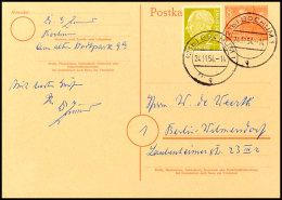 8 Pfg. Ganzsachenkarte Gezähnt Mit Zufrankatur 2 Pfg. Heuss Als Fernpostkarte Von BOCHUM 24.11.54 Mit Viel... - Autres & Non Classés