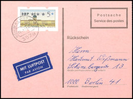 5 Pf. ATM Als Luftpostgebühr Auf Vollzogenem Rückschein Vom 16.01.88 Ab Schwalmstadt Nach Berlin, Brief... - Otros & Sin Clasificación