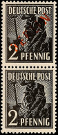 2 Pf. Rotaufdruck, Senkr. Paar Mit Und Ohne Aufdruck, Postfrisch, Gepr. Lippschütz BPP, Mi. 750,-, Katalog:... - Sonstige & Ohne Zuordnung