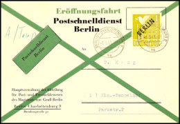 1 M. Schwarzausdruck Auf Postschnell-Dienst-FDC Von BERLIN-CHARLOTTENBURG 2 1.3.49 Gelaufen Mit Grünem... - Sonstige & Ohne Zuordnung