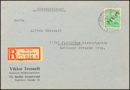 84 Pf. Schwarzaufdruck, Einzelfrankatur Auf R-Brief Von BERLIN 13.10.48 Nach Plattling, Gepr. Schlegel BPP, Mi.... - Otros & Sin Clasificación