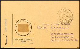 1945, Kompletter Faltbrief Des Finanzamtes Zehlendorf Als Portofreier Brief Von BERLIN-LICHTERFELDE 10.8.45 Im... - Otros & Sin Clasificación