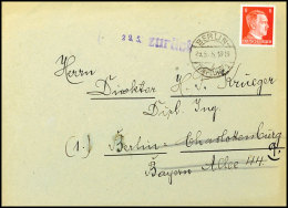 1945, 8 Pfg. Hitler Ohne Poststempel Auf Ortsbrief Mit Beigesetztem Stempel BERLIN-TEMPELHOF 29.5.45, Adressiert... - Autres & Non Classés