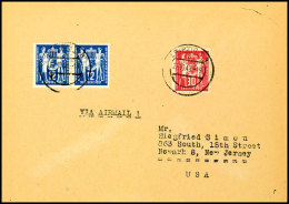 Postgewerkschaft Komplett (12 Pfg Im Paar) Auf Auslands-FDC Von LEIPZIG 27.10.49 Nach New Jersey (USA), Mi. 400,-,... - Autres & Non Classés