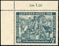 12 Pfg Leipziger Herbstmesse 1949, Linkes Oberes Eckrandstück Mit Plattenfehler I, Tadellos Postfrisch, Tiefst... - Autres & Non Classés