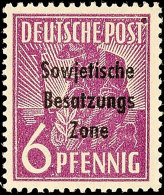 6 Pfennig Arbeiterserie Mit Bdr.-Aufdruck "Sowjetische Besatzungs Zone", B-Farbe, Tadellos Postfrisch, Gepr. Paul... - Otros & Sin Clasificación