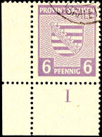 6 Pf. Rötlichgrauviolett, Linke Untere Bogenecke, Gestempelt, Gepr. Ströh BPP, Mi. 850.-, Katalog: 76Xb... - Autres & Non Classés