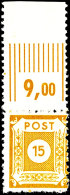 15 Pf. Gelbocker, Gez. Coswig DI, Tadellos Postfrisch, Gepr. Ströh BPP, Mi. 550.-, Katalog: 47DIb **15 Pf.... - Autres & Non Classés