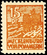 15 Pfennig Abschiedsausgabe, Y-Papier, Mittelgelbbraun, Tadellos Postfrisch, Geprüft Kramp BPP, Mi. 120.-,... - Autres & Non Classés