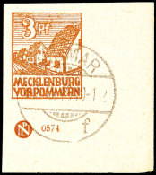 3 Pf. Orangebraun, Re. Untere Ecke Mit DV, Gestempelt, Gepr. Kramp BPP, Mi. 220.-, Katalog: 29xaDZ O3 Pf.... - Autres & Non Classés