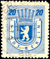 20 Pf. Blau Mit Plattenfehler I, Gestempelt, Gepr. Ströh BPP, Mi. Nicht Gelistet, Katalog: 6BI O20 Pf.... - Autres & Non Classés