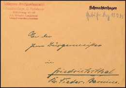 1945, Violetter L1-Notstempel "Schmachtenhagen" Auf Firmenbedarfsbrief Mit Handschriftlicher Barfrankierung Und... - Autres & Non Classés
