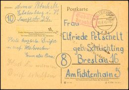 1945, Postkarte Aus ELSTERBERG 10.8.45 Mit Ra2 "Gebühr Bezahlt" Nach Breslau Und Zurück Mit Zier-L2... - Autres & Non Classés