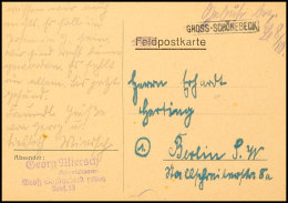 1945, Notstempel- Ra1 "GROSS-SCHÖNEBECK", Klar Auf Bedarfspostkarte Mit Handschriftlicher Barfrankierung Vom... - Autres & Non Classés