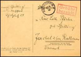 1945, Notstempel "NEURUPIN A 17.5.45", Klar Auf Postkarte Mit Rotem Ra2 Gebühr Bezahlt Nach Jeribel, Karte... - Otros & Sin Clasificación