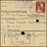 60 Pf. Hitler, EF Auf Postanweisung Vom 31.7.45, Katalog: AP797I BF60 Pf. Hitler, Single Franking On Money... - Other & Unclassified