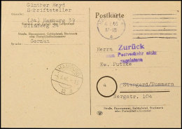 (6 Pfg.) Postkarten-Formular Mit Ausgabe-Stempel "HAMBURG 12 4.3.46" Gebraucht Aus HAMBURG 1 4.3.46 Nach Stargard... - Otros & Sin Clasificación