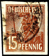 15 Pfg Arbeiterserie, Abart "ungezähnt", Tadellos Gestempelt, Bestens Gepr. Schlegel BPP, Mi. 400.-, Katalog:... - Otros & Sin Clasificación