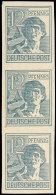 12 Pf. Arbeiter, Senkr. Ungez. 3er-Streifen, Postfrisch, Mi. 300,-, Katalog: 947U **12 Pf. Worker, Vertical... - Autres & Non Classés