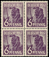 6 Pfennig Arbeiterserie, Schwarzgrauviolett, Viererblock, Tadellos Postfrische, Arge Farbgeprüft, Mi. 160.-,... - Autres & Non Classés