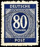 80 Pfennig Ziffernausgabe, Schwärzlichkobalt, Tadellos Gestempelt, Arge Farbgeprüft Und Gepr. Schlegel... - Autres & Non Classés