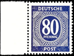 80 Pfg Ziffernausgabe, Fehlfarbe Schwärzlichviolettblau, Tadellos Postfrisch, Befund Bernhöft, Mi. 320.-... - Autres & Non Classés