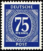 75 Pfennig Ziffernausgabe, Dunkellilaultramarin, Tadellos Postfrisch, Fotobefund Arge Bernhöft, Mi. 700.-... - Autres & Non Classés