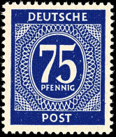 75 Pfennig Ziffernausgabe, Lebhaftlilaultramarin, Tadellos Postfrisch, Arge Farbgeprüft, Mi. 120.-, Katalog:... - Otros & Sin Clasificación