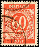 60 Pfennig Ziffernausgabe, Schwärzlichgraurot, Tadellos Gestempelt, Arge Farbgeprüft Und Geprüft... - Otros & Sin Clasificación