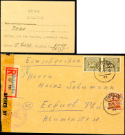 30 Pfg. Ziffer (2) Und 24 Pfg. Arbeiter Auf R-Brief Aus STUTTGART 15.7.47 Nach Erfurt Mit Amerikanischen... - Otros & Sin Clasificación