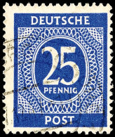 25 Pfennig Ziffernausgabe, Grauviolettultramarin, Tadellos Gestempelt, Gepr. Arge Und Schlegel D. BPP, Mi. 220.-,... - Other & Unclassified