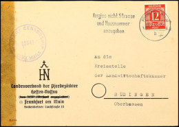 12 Pf. Ziffern, Einzelfrankatur Auf Zensurbrief Von FRANKFURT 26.2.46 Nach Büdingen, Auf Brief Nur 18 Tage Vom... - Sonstige & Ohne Zuordnung