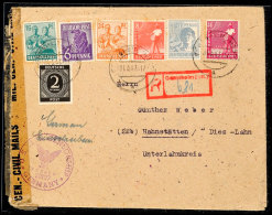 GERNSHEIM (HESSEN) 1947, Mit 7 Versch. Marken Der Gemeinschaftsausgaben Frankierter R-Brief Nebst Rotem R-Stempel... - Autres & Non Classés