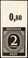 2 Pfg Ziffer Ungezähnt, Tadellos Postfrisch, Im Oberrand Falzrest, Mi. 350,-, Katalog: 912U **2 Pfg... - Otros & Sin Clasificación