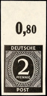 2 Pfg Ziffer Ungezähnt, Tadellos Postfrisch, Im Oberrand Falzrest, Mi. 350,-, Katalog: 912U **2 Pfg... - Sonstige & Ohne Zuordnung