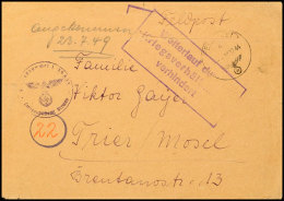 1944, Feldpostbrief Mit Normstempel "c 16.12.44" Nach Trier, überrollt Mit Ra3 "Weiterlauf Durch... - Other & Unclassified