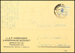 6 Pfg. Blau Mit Stempel SPREMBERG 11.12.45 Als Portogerechte Einzelfrankatur Auf Bedarfsgebrauchter Vordruckkarte... - Spremberg