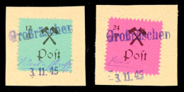 12 U. 24 Pfg Gebührenmarken Farbänderung, Type I, Je Mit Stempeltype H "Großrächen 3.11.45"... - Grossraeschen