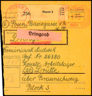 Drütte (Arbeitslager): 1944, Paketkarte Für Ein Dringend-Paket Von POSEN 3 2.9. Mit 1,75 RM... - Other & Unclassified