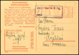 KZ Neuengamme: 1943, Vordruckpostkarte Mit DV "E/2054" Gebraucht Mit 6 Pfg. Postfreistempel Vom 24.9.43 Und... - Sonstige & Ohne Zuordnung