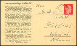KZ Dachau: 1942/1944, 3 Frankierte Vordruck-Kartenbriefe Mit Lager-Zensur-Stempeln Und Anschreiben Der... - Autres & Non Classés