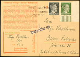 KZ Buchenwald: 1942, Vordruckkarte Mit DV "L/0920", Gebraucht Mit 5 Pfg. Und 1 Pfg. Hitler Von WEIMAR 5.5. Mit L1... - Sonstige & Ohne Zuordnung