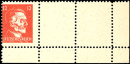 12 Pf. Hitler Totenkopf Im Eckrand-Dreierstreifen, Vorder- Und Rückseitig Bedruckt, Dadurch Auf Einer Seite... - Otros & Sin Clasificación