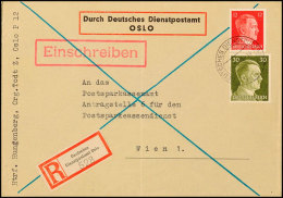 DDP Norwegen 1942-1944, Vier Briefe Ab Deutsches Postamt Bzw. Deutsches Dienstpostamt Oslo, Dabei 2 Codierte... - Otros & Sin Clasificación