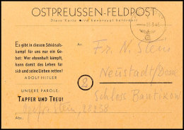 1945, Ostpreussen-Feldpostkarte Auf Hellbraunem Karton, Gebraucht Mit Normstempel "c 9.3.45" Und... - Sonstige & Ohne Zuordnung