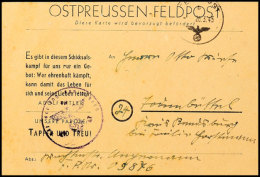 1945, Ostpreussen-Feldpostkarte Auf Gelbbeigem Karton, Gebraucht Mit Normstempel "b 26.3.45" Und... - Autres & Non Classés