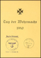 1942, Feldpost-Rommel-Gedenkblatt Mit Allen 4 Verschiedenen Marken Und Diversen Stempeln Aus Dem "Wirkungsbereich"... - Otros & Sin Clasificación